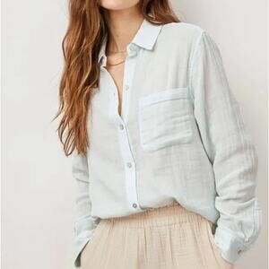 Rails Ellis Sky Shirt Womens S Icy Blue Cotton Gauze Button-up Long Sleeve